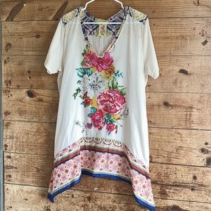 Johnny Was Floral Tunic in Cream and Multicolor